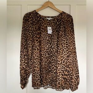 J. Jill Brown Leopard Print Blouse